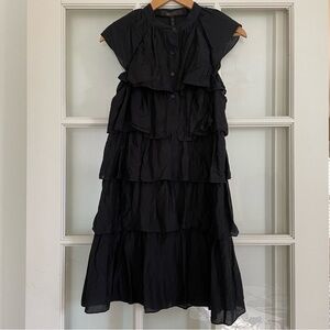 BCBG MaxAzria black cotton & silk blend sleeveless ruffle tiered dress medium M